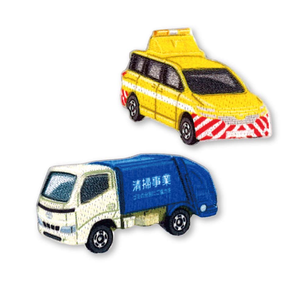 Pioneer Tomica Cleaning Truck Patch 31mm X 40mm Patrol and 28mm X 48mm (2 Pieces) - Approx. (Road Car) Approx. (Cleaning Truck) - TOM650-TOM29