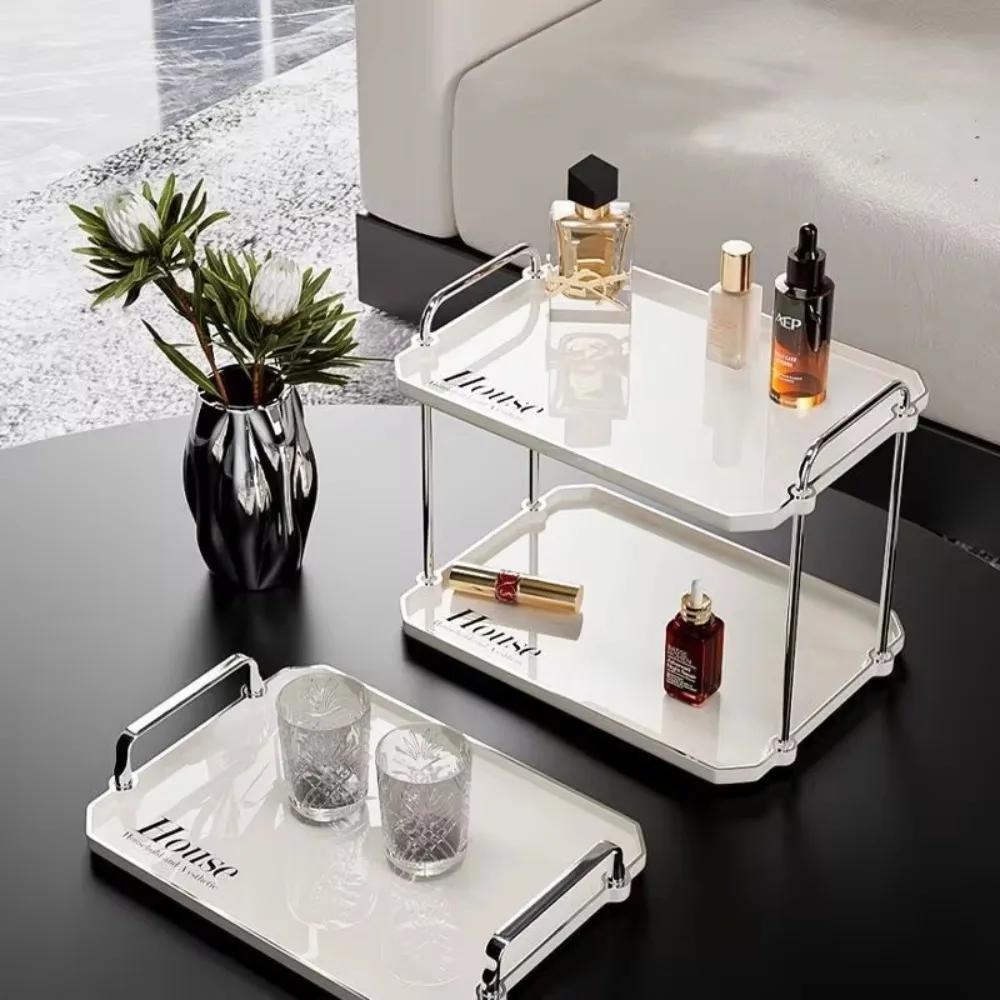 Desktop Cup Rack 2 Tier Tray Storage Shelf Portable Tabletop Holder Bathroom Organizer Detachable Kitchen Seasoning Place Racks