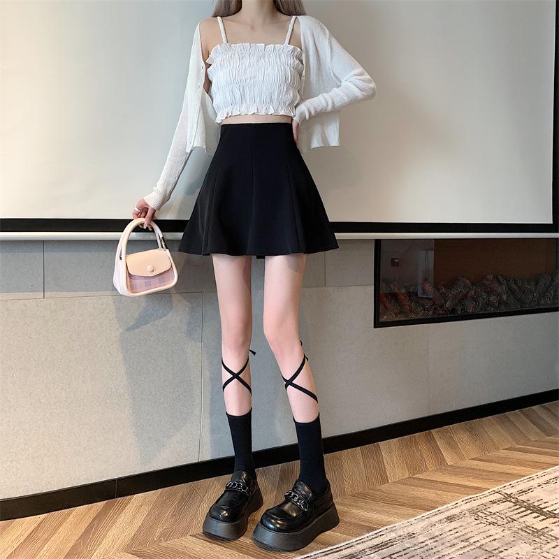2026 Summer Women's High Waist Plus Size Anti-Exposure A-Line Black Bodycon Skirt