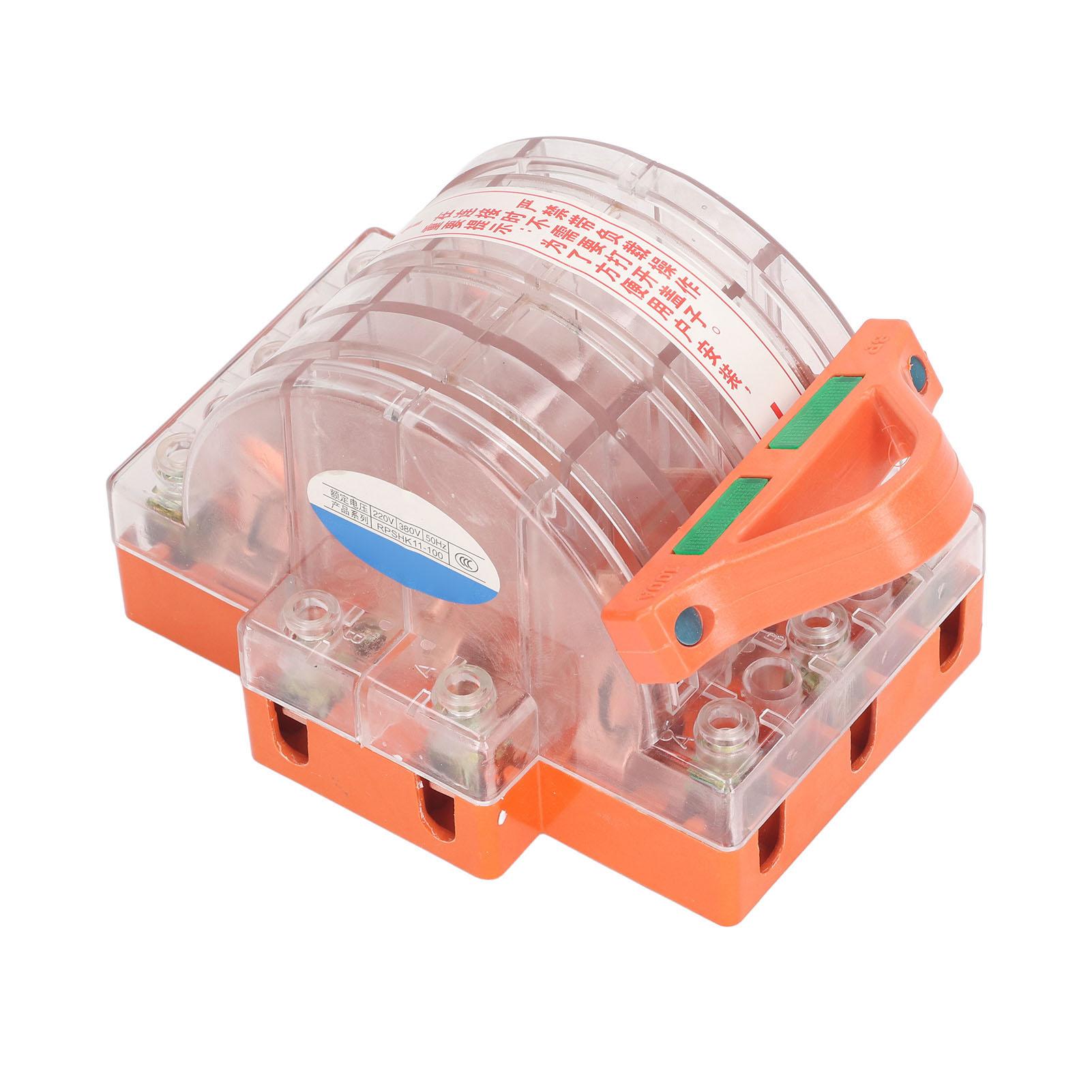 

Електричний рубильник 3-полюсний 2-позиційний перемикач латунні контакти прозора кришка 220В 380В для ланцюга