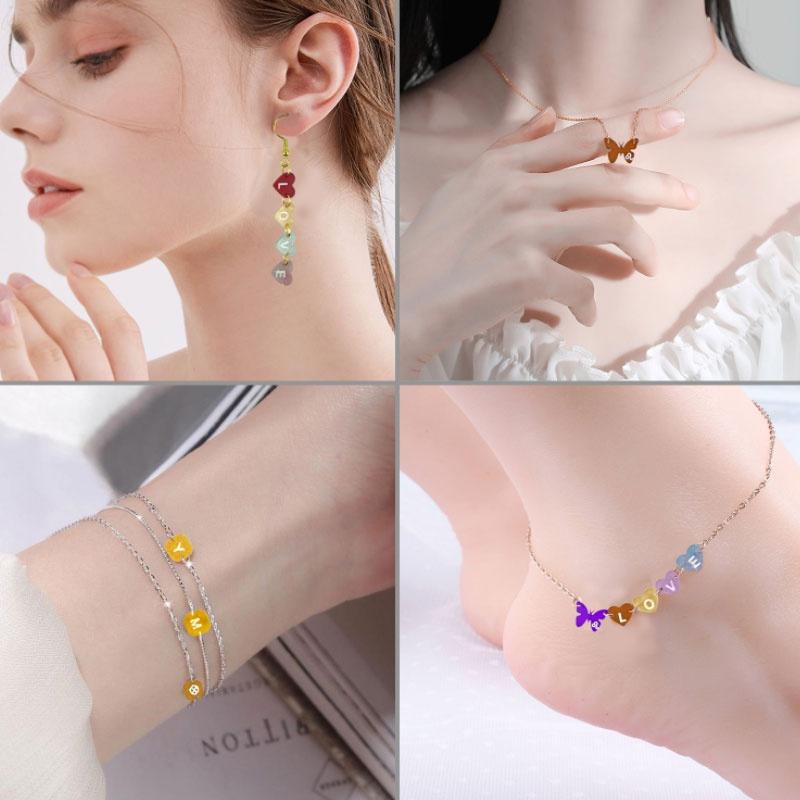 Heart Shaped Letter Earring Pendant Resin Mold Constellation Butterfly Number Jewelry Bracelet Necklace Pendant Epoxy Resin Mold