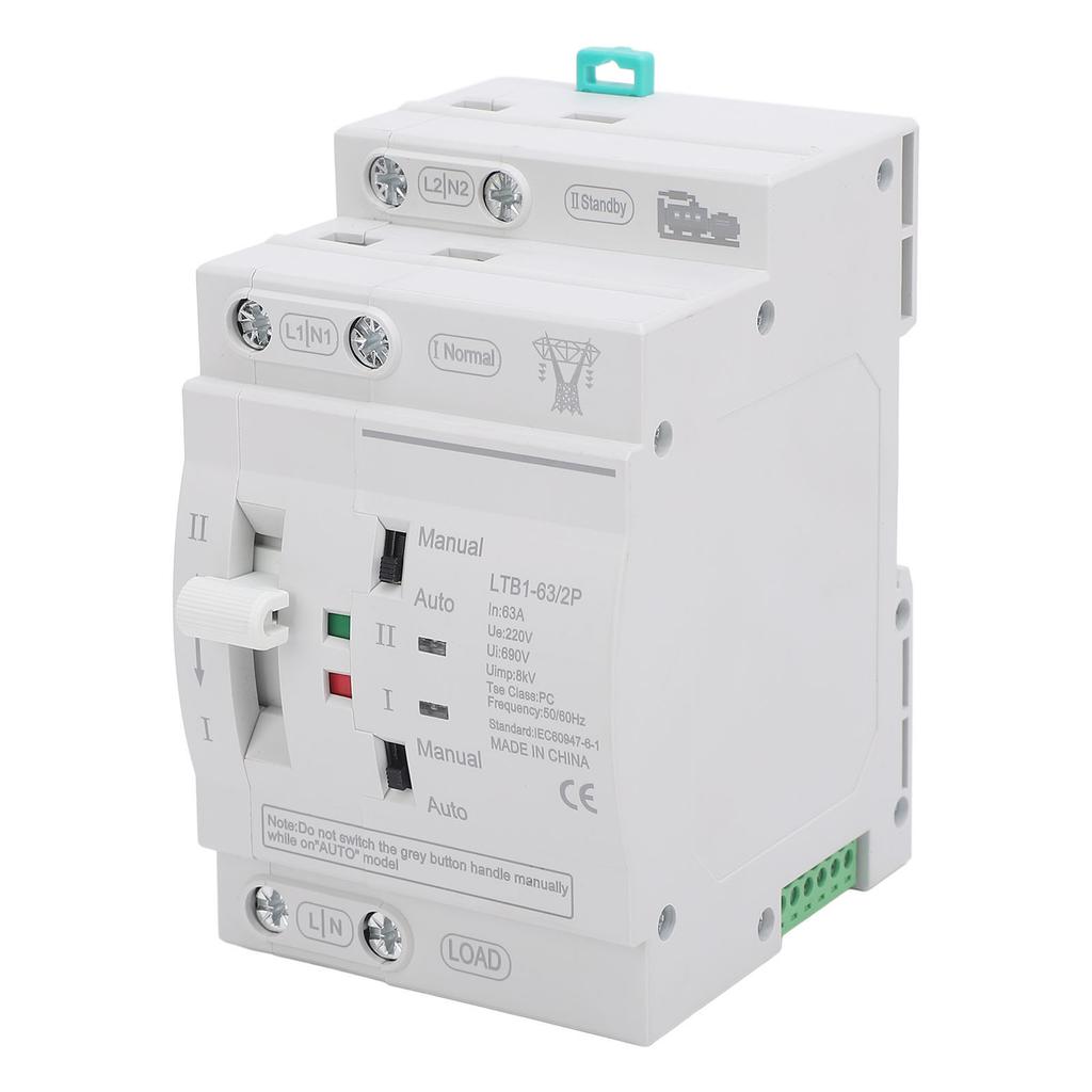 DIN Rail ATS Power Transfer   63A 2P Dual Power Automatic Transfer   Generator Commutator 50HZCelsius60HZ for Power Boxes