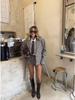 European & American Women's Autumn Casual Plaid Lapel Suit with Shorts