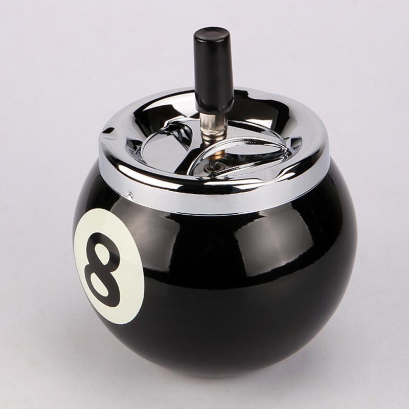 Ashtray with Lid Stainless Steel Tabletop Ashtrays Dectorive Billiards Holders Desktop Ornament for Home Office Black