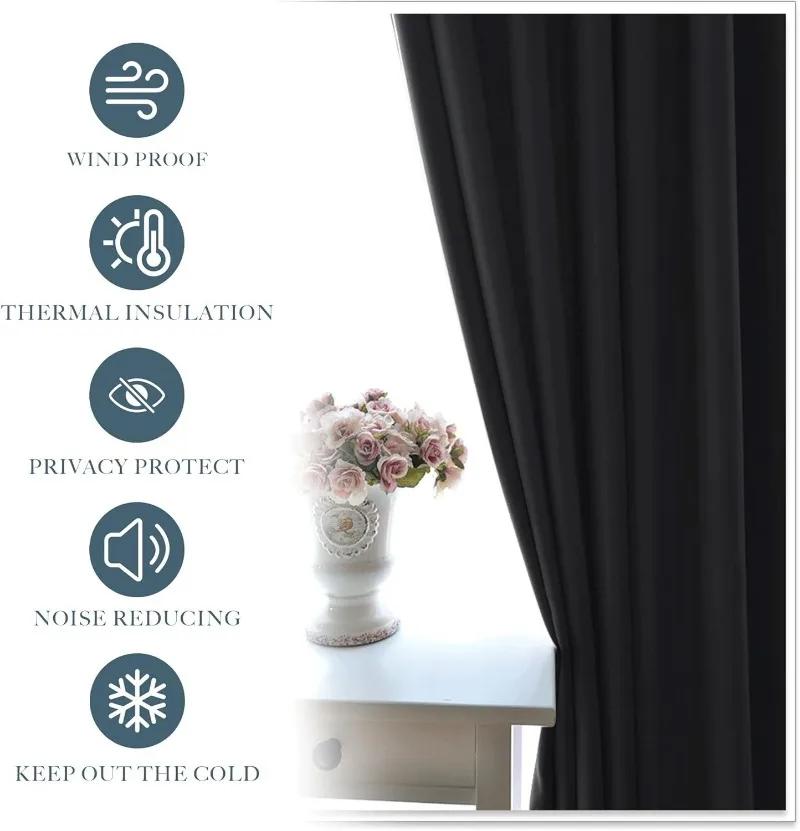 Full Shading and Sun Protection Blackout Curtains 1panel Solid Color Thicker Curtains Balckout Curtain Outdoor Curtains