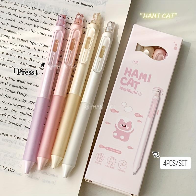 4pcs Creative Cat Style Gel Pen 0.5mm Quick Dry Writing Pen Press Pen Clip Gel Pen Office Supplies Black Gel Pen