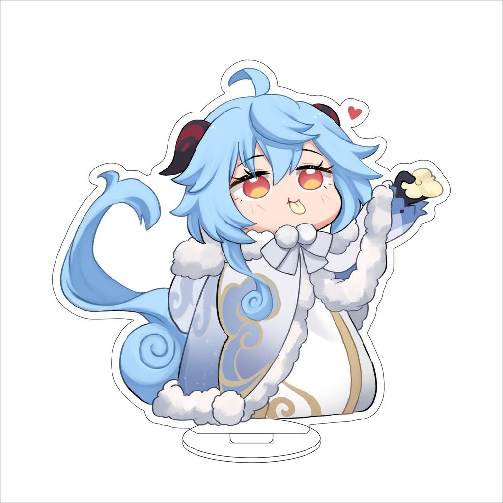10CM Anime Genshin Impact Figure Stand Model Amamiya Ganyu Cute Desk Decor Standing Sign Gifts