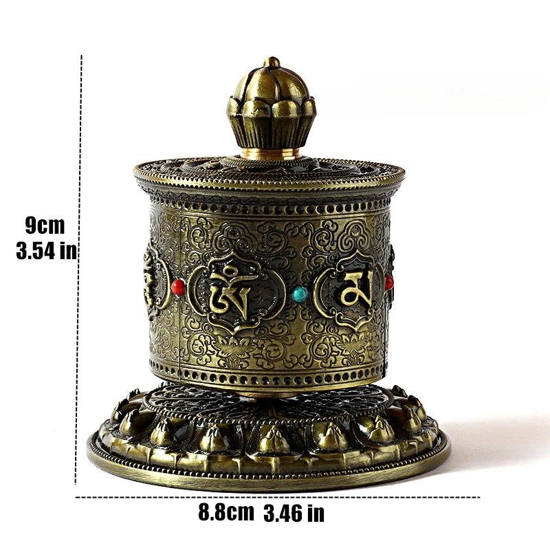 

1pc Metal Home Buddhist Hall Decoration Carved Manual Rotating Bucket Car Ornaments Feng Shui Accessories Metal Handicrafts
