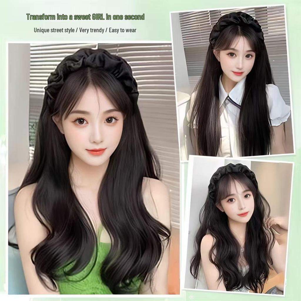 Elegant Cloud Headband with Long Curly Fake Hair