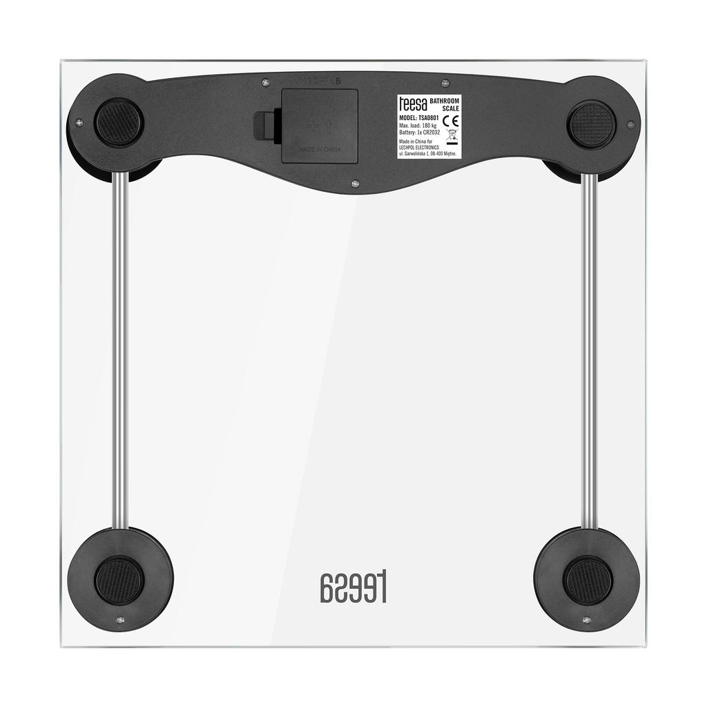Teesa LCD glass bathroom scale, accuracy up to 0.1 kg, max 180 kg