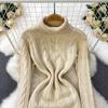 Gray Fashion Turtleneck Sweater Dress For Women New Autumn Winter Chic Long Sleeves A-Line Pullover Loose Knitted Dresses