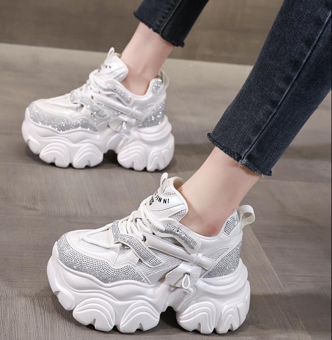 Fashion 10CM Air Mesh Microfiber Leather Vulcanize Platform Wedge Flats Comfy Summer Autumn Chunky Sneaker Hollow Women Sandals Shoes