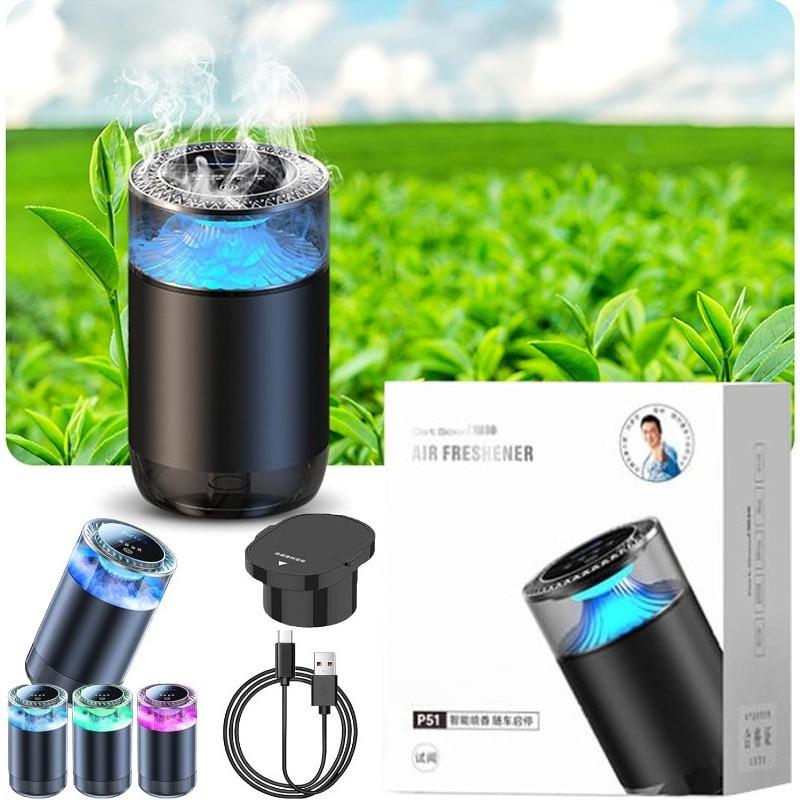 Spray Car Viewing Aromatherapy Diffuser, 2025 New Smart Car Air Freshener, 3 Mist Level, Rechargeable (Refreshing White Tea)