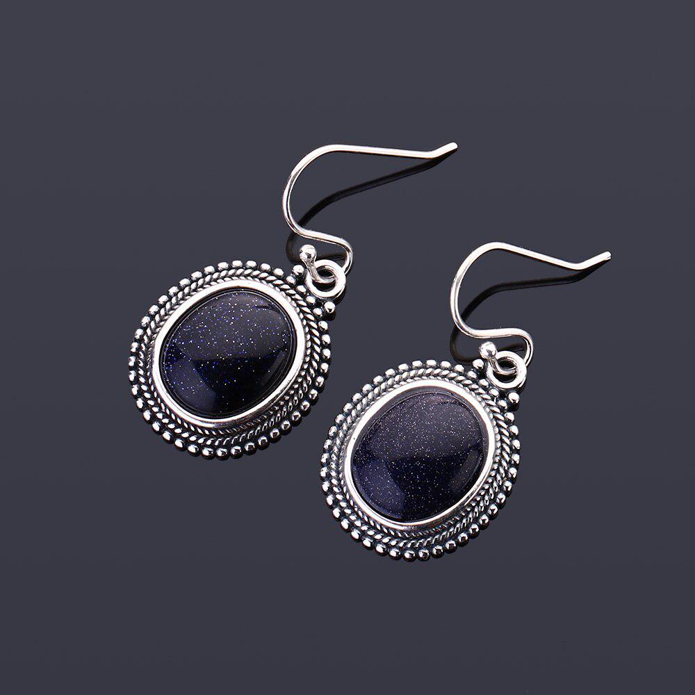Šperky Stříbrný přívěsek náušnice velké oválné modré pískovcové náušnice dámské módní svatební