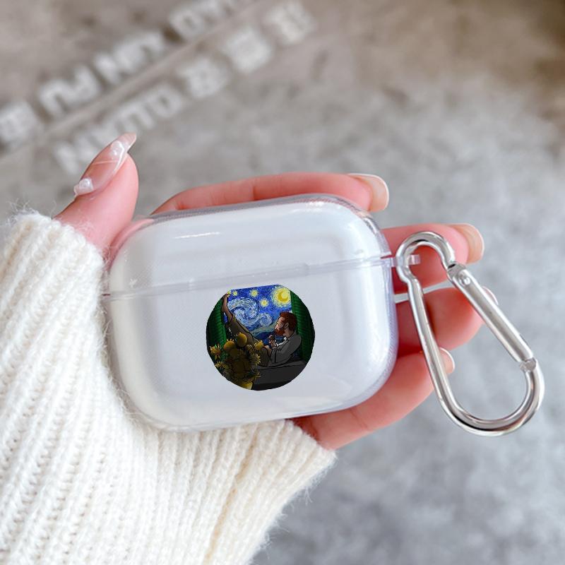 Case for Apple Airpods 2 1 Earphone Cases With Hook Art Aesthetic Vincent Van Gogh Starry For Airpod Pro 3 Pro2 Clear Covers