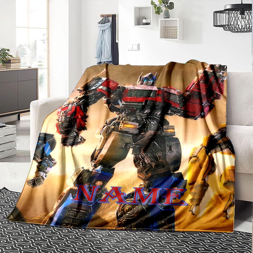 Custom Name Transformers Theme Printed Blanket - Perfect for Couch, Bed, Travel & Outdoor Use | Machine Washable, Cozy & Durable.