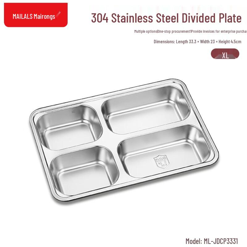 

Mailangshi 304 Stainless Steel Multi-Compartment Food Tray