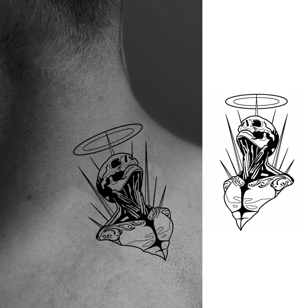 1 Foglio Tatuaggi Temporanei Teschio Ancora Insetto Per Mani Collo Adulti, Adesivi Tatuaggi Finti di Halloween Tatuaggi Realistici a Lunga Durata