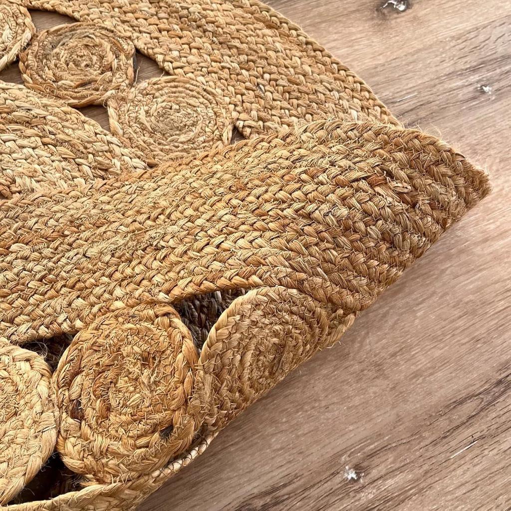 Rectangle Jute Rug Runner Handmade 100% Natural Braided Floor Mat Reversible Natural Jute Round Rug Handmade