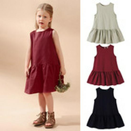 INS Summer Style Cotton Strappy Dress for Toddlers & Girls, Solid Color Patchwork Mesh Princess Puffy Skirt