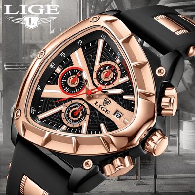 Creative Fashion Men Quartz Watch Top Brand Triangle Dial Leisure Watch Night Glow Waterproof Sports Chronograph