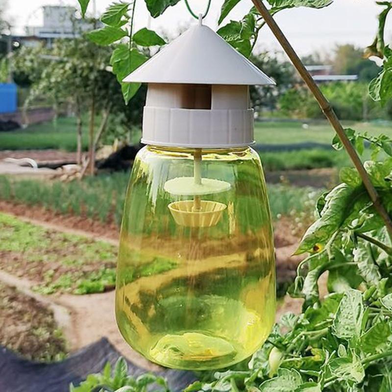 Hängende Fruchtfliegenfalle mit 4 Locklöchern, Kunststoff-Drosophila-Falle für Bauernhof, Obstgarten, einfache Bedienung, Gartenbedarf