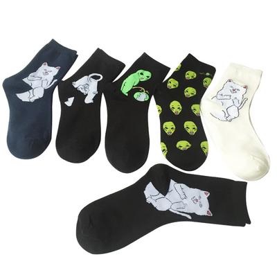 Unisex Kreslená Kočka Vtipné Kreativní Mimozemská Planeta Podzim Zima Teplé Bavlněné Halloweenská Párty Ponožka
