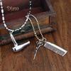 Diahy Unisex Hair Dryer Scissors Comb Pendant Chain Necklace Barber Kit Hairdresser Gift Acc