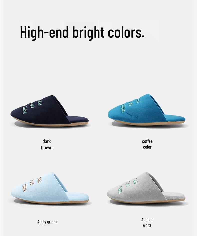 Premium Striped Knitted Cotton Slippers - Non-Slip, Silent, Warm Plush for Couples, Perfect for Autumn & Winter Indoors.