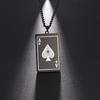 Cool Men Spade Poker Card Necklace Stainless Steel Card Pendant Necklace Multifuntional Chain Necklaces for Daily Party