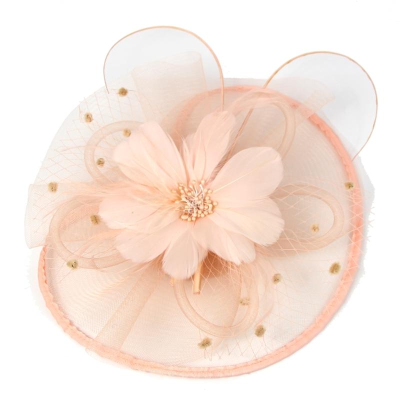 Feather Decorated with Mesh Veil Hat Outdoor Tulle Hair Accessory Fascinator For Weddings Special Occasion