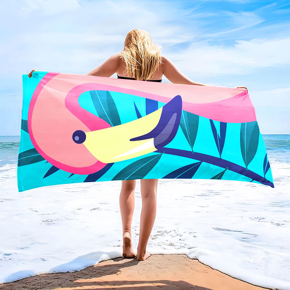 

Printed water absorbing quick drying beach towel/bath towel - Swimming beach towel 70x140cm рожевий