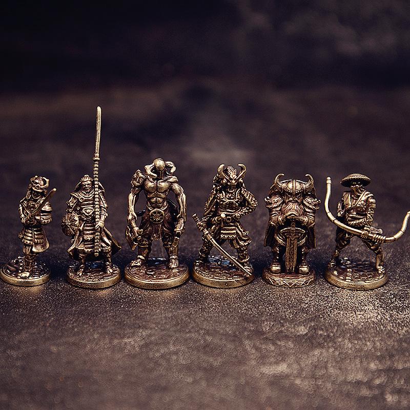 Bronze Japanese Shogunate Samurai Ancient Soldier Toy Model Finished Table Game Car Ornament Figure