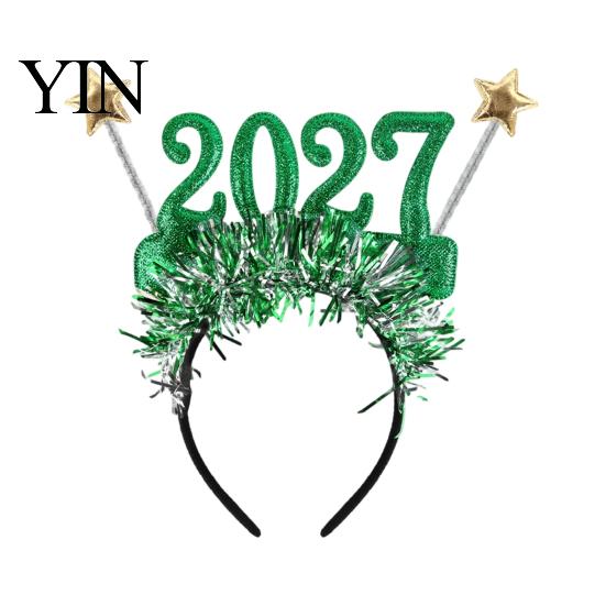 2027 Digital Headband Hair Hoop, Non-Slip with Adjustable Star And Number Design, New Year Eve Hoop Holiday for Christmas Parties Adults Kids