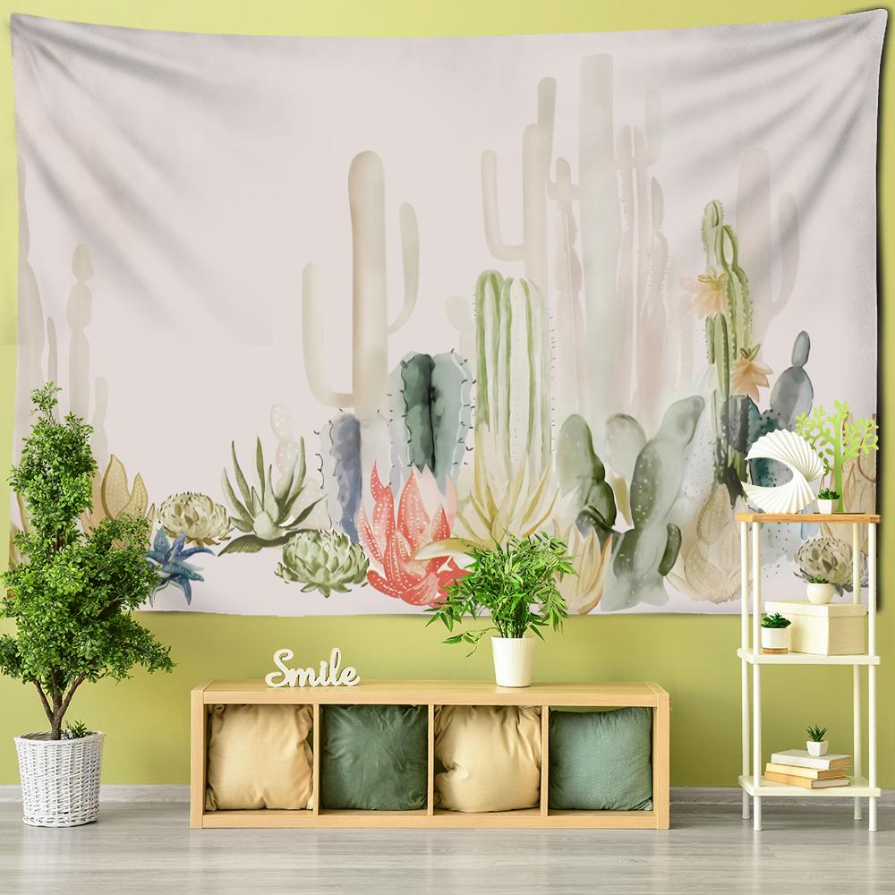 Ink Painting Cactus Tapestry Wall Hanging Tropical Plant Bohemian Simple Witchcraft Psychedelic Living Room Decor