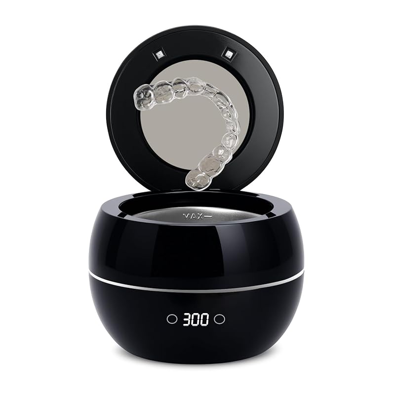 Аппарат для ультразвуковой очистки зубных протезов: 45 кГц Подставка для чистки зубных протезов, элайнеров, кап для рта, ночных кап, брекетов и ювелирных изделий, УФ-дезинфекция зубных протезов