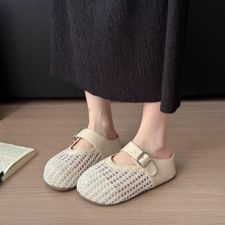 

Hollow slippers women s 2025 new versatile bag head slippers women s fashion versatile casual shoes 40