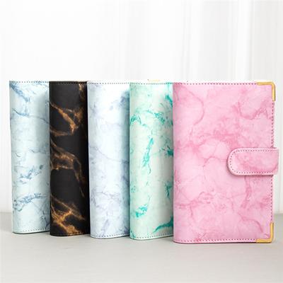A6 Colorido Cor de Mármore A6 Couro PU Capas de Caderno com Argolas DIY Diário Livros Capas de Papel para Agenda Material Escolar