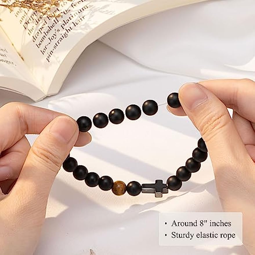 To Mens Boys Gifts Cross Bracelet for Son, Grandson, Dad, Godfather, Men Birthday Graduation Retirement Christmas Christian Gift for Teens Boys Men