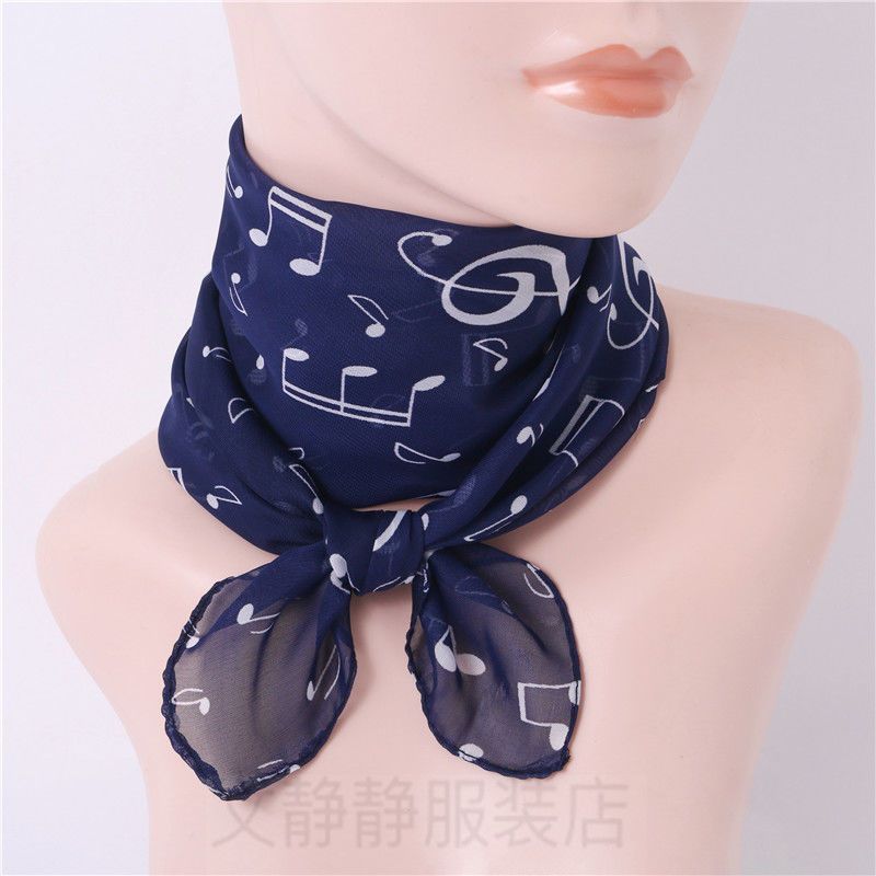 Fashion Printing Music Note Silk Scarf Versatile Decorative Neck Protector Square Yarn Scarf Spring and Autumn Triangular Scarf