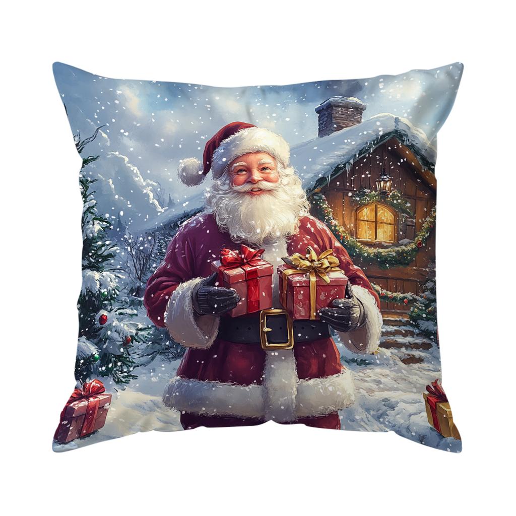 Christmas Painting Cushion Pillowcase Printed Polyester 45x45cm Throw Pillowcover Decorative Sofa Cushion Pillowslip Home Decor