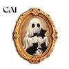 Kitchen Refrigerator Magnet 1/6Pcs Halloween Retro Frame Magnet, Wooden Fridge Seasonal Magnets Decor Decoration, Memo Note Holder for Holiday