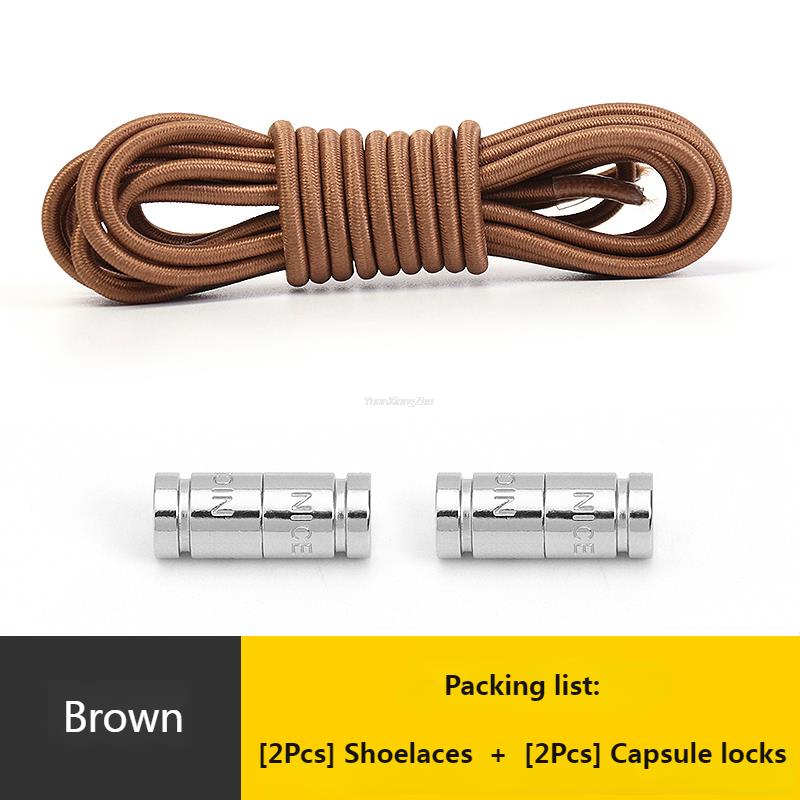 No Tie Shoe Laces Round Capsule Metal lock Elastic Shoelaces For Sneakers easy installation Lazy Shoes Lace Accessories