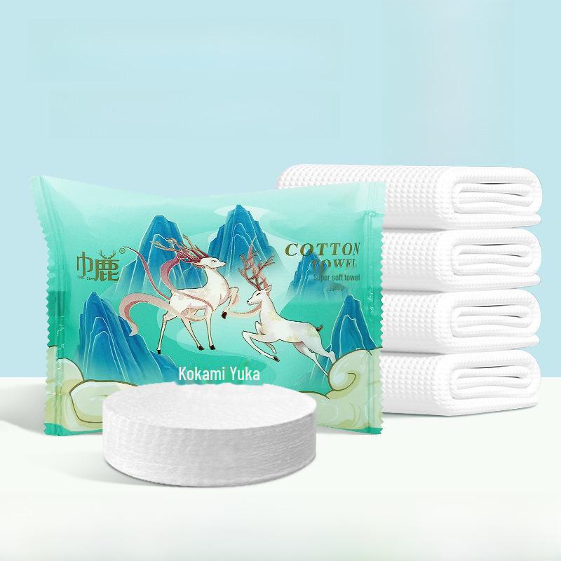 Portable Compressed Disposable Cotton Bath Towel, 70x140cm, Thick and Foldable for Travel and Hotel Use