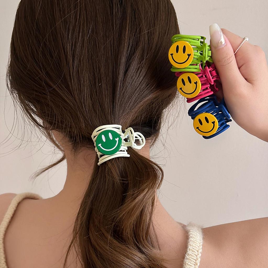 Cute Smiley Dopamine Hairpin Female 2025 Back Head Grab Clip Summer Simple Ins High Ponytail Headdress
