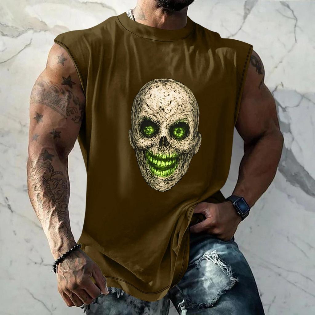 Men's Loose Fit Sleeveless Tank Top Casual Sports Muscle Shirt Halloween Print Comfortable Breathable Lightweight Summer Wear