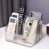 1pc Transparent Desktop Storage Box for Home Use, with Compartments, Remote Control, Makeup Brush Organizer