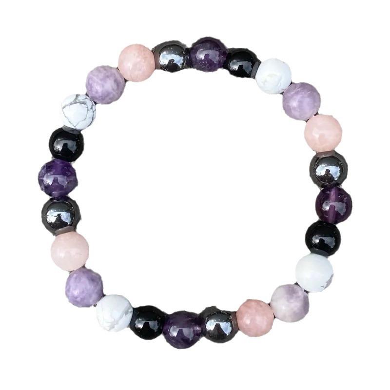 Festliches Amethyst Rosenquarz Howlith Onyx und Hämatit Perlenarmband Mehrfarbiger Modeschmuck Für den täglichen Gebrauch Einfaches Vielseitiges Accessoire
