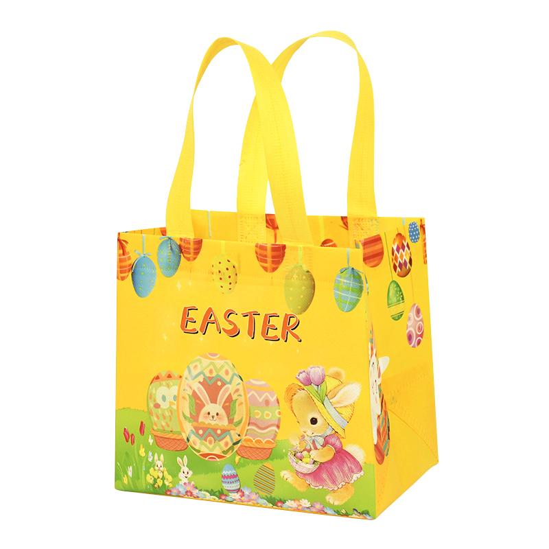 Easter Gift Bags Cute Rabbit Printed Candy Snack Tote Bag Non-Woven Egg Basket Non Woven Happy Easter Party Decoration Supplies