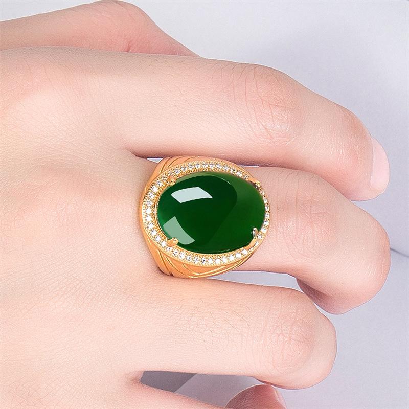Silver Rings Green Gemstone Ring for Women Men Fine Jewelry Green Chrysoprase Female Luxury Ring